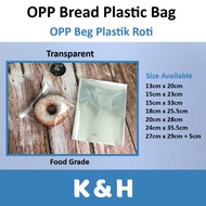 Beg Plastik (200pcs) Opp Bread Bag / OPP Transparent Bread Bag / Bakery Transparent Bag / Bakery Pla