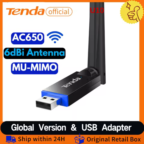 Tenda USB WIFI Adapter U10 AC650 Dual-band Wireless USB Adapter Card 2.4Ghz 5Ghz 6dBi Antenna For Mi