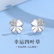 999 silver earrings sterling silver earrings 2024 sweet four-leaf clover earrings Valentine's Day bi