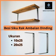 SIKU Iron Angled Bracket Wall Shelf Wooden Support 2 Layer Wall Mounted Shelf