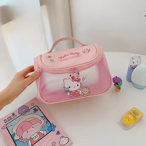 Hello Kitty Melody Kuromi Makeup Bag - Cute Portable Cosmetic Pouch with Large Capacity, Durable Org