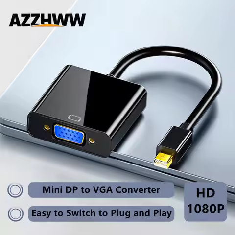 Mini DisplayPort to VGA Adapter 1080P Mini DP Display Port to VGA Converter Male to Female Adapter f