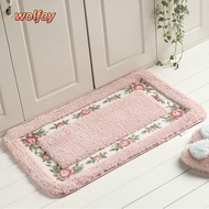YOLANDA 1 Pcs Flower Rug, Non-Skid Pink Pink Rug,  Microfiber 16*24Inch Absorbent Floral Bathroom Ru