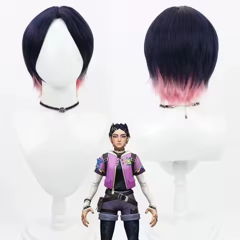 Valorant New Hero Clove Cosplay Wig Short Heat Resistant Synthetic Hair Halloween Party Role Play + 