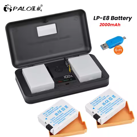 2000mAh LP-E8 LP E8 LPE8 Battery+LCD USB Dual Charger for Canon EOS Rebel T3i T2i T4i T5i 600D 550D 