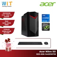 Acer Nitro N50-656-14400W11B Gaming Desktop (Intel Core i5-14400F/16GB-32GB RAM/512GB SSD/RTX3050/W1
