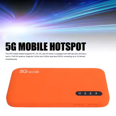 5G WiFi6 Portable Hotspot Router with Dual Band 6100mAh Battery SIM Slot Supports 16 Devices Fast Mo