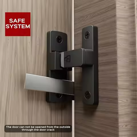 1 Set Punch-free 90° Door Latch Door Buckle 180° Pet Cage Anti-theft Warehouse Barn Room Bathroom Lo