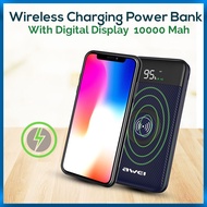 Awei P71K 10000mAh Wireless Fast Charging Powerbank Built-in Dual-wire USB Output And Type-C Plug