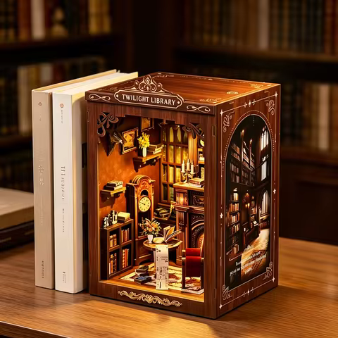 Diy Book Nook Diorama Twilight Library Bookends Assembly Model Wooden Cottage Miniature House Creati