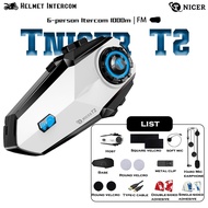 TNICER Motorcycle Bluetooth Headset,T2 1000m 6 Riders Helmet Bluetooth Headset with Noise Cancellation,Universal Motorcycle Bluetooth Communication System,Music Sharing &amp;HD Speaker