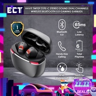Havit TW929 Type-C Stereo Sound 65ms Low Latency Dual Channels Wireless Bluetooth 5.0 Gaming Earbuds