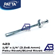 PATTA Blind Rivet 3.2x6.4mm 423 1/ 8" x 1/ 4" Aluminum Rivet/