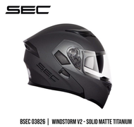 SEC WindStorm V2 Solid Modular Helmet (Matt Black, Matt Titanium)