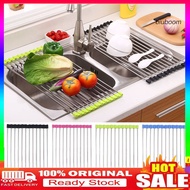 BIU_CF_Foldable Stainless Steel Home Kitchen Dish Drainer Sink Drying Rack Sorting Tray
