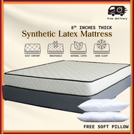 [FREE GIFT RM159 KING KOIL PILLOW ]   Free Shipping [Ready Stock] 8" Synthetic Latex Single /S.Single /Queen /King Size Mattress Tilam