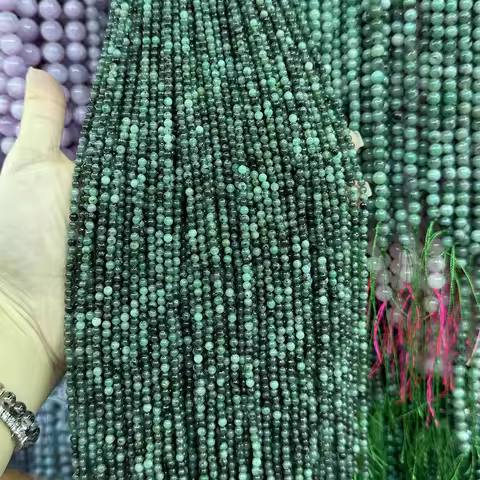 Natural Columbia Emerald Green Semi-Precious Stones Round Loose Bead