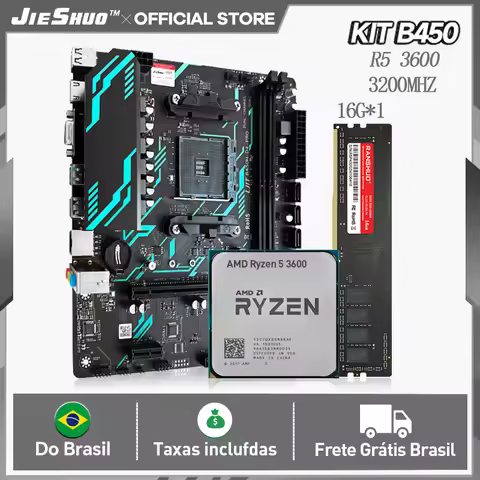 JIESHUO B450 Gaming Motherboard Combo, Perfectly Compatible with Ryzen 3 3300X, 16GB DDR4 3200MHz RA