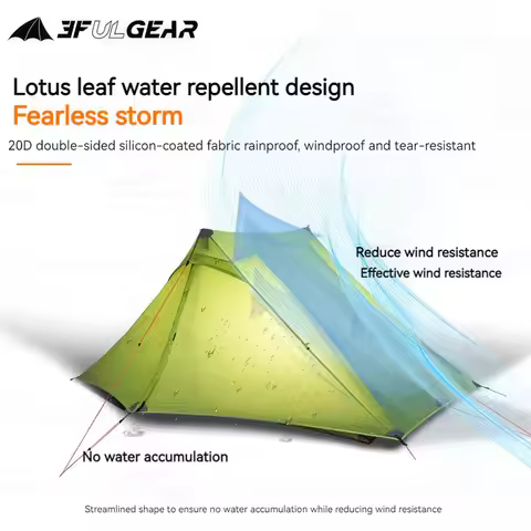 3F UL GEAR LanShan2 Pro Tent 20D Double Layer Silicone Ultralight Tent Outdoor 2 Persons 3/4 Season 