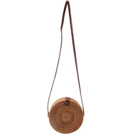 Bali Vintage Handmade Crossbody Leather Bag Round Beach Bag Girls Circle Rattan bag Small Bohemian S