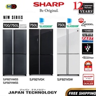 (FREE SHIPPING) SHARP 4 Door Refrigerator Invertor Plasmacluster 700/750L  Ion ActiFresh Side By Sid