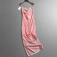 Checkered Slimmer Look Slim-fit Hip-packed Skirt Mesh Skirt Flat Neck 2025 Summer Sling Skirt Women 