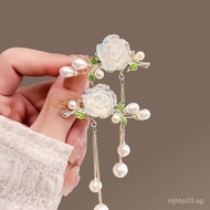 Sweet Glazed Camellia Hair Clip Hair Accessory Ancient Style Tassel Hair Ornament Niche Side Duckbil