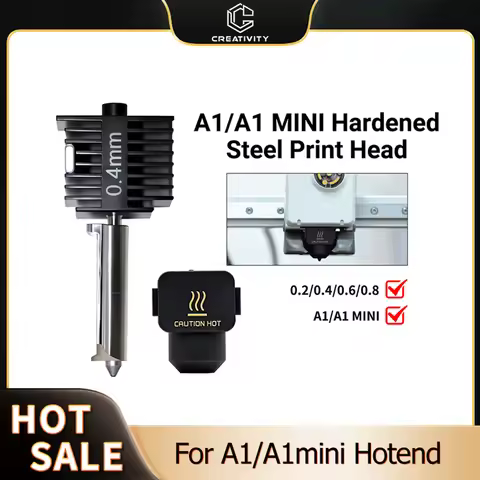 A1/A1 Mini All-in-one Hotends Kit With 0.4/0.6/0.8mm Hardened Steel Nozzle for Bamboo A1 Replace Hot