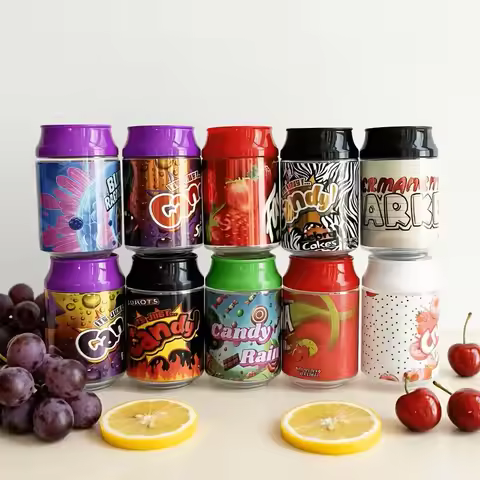 Empty PET Plastic Soda Cans Jar With Screw Top 100ML Packing Bottles For Candy Dry Items Pills Herb 