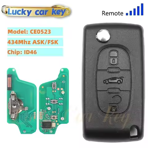 Lucky CE0523 3Buttons Remote Car Key ASK/FSK 434Mhz For Peugeot 207 307 308 407 For Citroen C1 C2 C3
