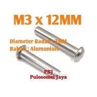 Aluminum Rivets M3 x 12MM Round Head Alm Rivets M3 x 12MM