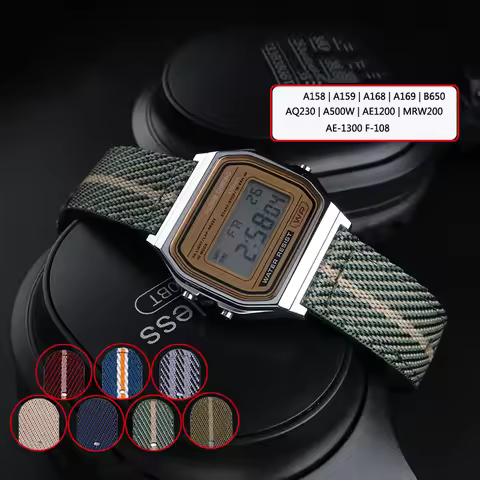 New Nylon Watchband for Casio Antique Electronic Cube Series Watch A158 A159 A168 A169 AE1200 MCW200
