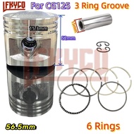 125CC Motor 2 Stroke Motorcycle Cross 56.5mm Piston 15mm Pin Kit for Honda ZongShen CG125 CG 125 ZJ1