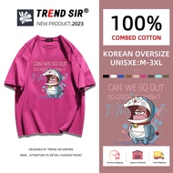 TrendSir⚡พร้อมส่ง⚡️เสื้อยืด oversize cotton 100 เสื้อยืดคอกลม ทรงหลวมเสื้อยืดโอเวอร์ไซส์เสื้อยืดOversize แฟชั่นมี7สี M-3XL