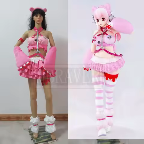Anime Super Sonico Pink Bear Gloomy Racing GK Ver Cosplay Costume