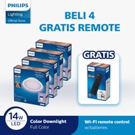 Beli 4 Philips Lampu Smart WiFi LED Downlight 14W D150 Color RGB Gratis Smart Wifi Remote Control