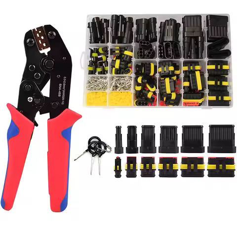 711 piece, 43 piece waterproof automobile wire connector with ratchet crimper, 1/2/3/4/5/6 pin conne