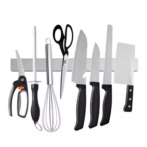 LMETJMA Professional Magnetic Knife Strip Stainless Steel Magnetic Knife Holder Rack Kitchen Knife B