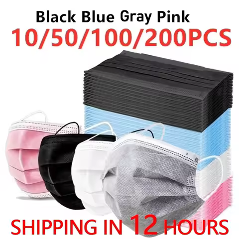 Disposable Earloop Pink Bule Black White Mouth Mask 3 Layers Meltblown Non-Woven Breathable Face Mas