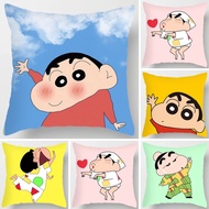 【Double-sided Printed 】Crayon Shin-chan pillow case cartoon Sarung bantal Polyester Cartoon Throw Pillow Cases Car Cushion Cover Sofa Home Decoration Square pillow