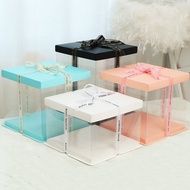 Cake box 10/12/14 Inches 1Tier 2Tier (No Ribbon)Transparent Cake Box Gift Box Birthday Wedding Kotak