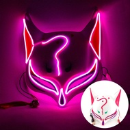 NEW Glowing Demon Slayer Mask Cosplay Japanese Cartoon Neon Light Samurai Mascara Luminous Led Fox M