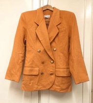 Vintage 義大利製羊毛大衣 西裝外套 橘 雙排扣 毛料 古著 復古 舶來品