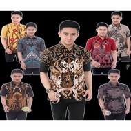 KEMEJA Men's Short Batik Shirt M L XL XXL/Men's Batik Latest Motif modern Batik pekalongan Batik Indonesian Batik Short Sleeve Batik jumbo Batik slimfit Office Wear Men's Clothing