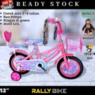 Sepeda anak perempuan ukuran 12 untuk usia 3 tahun ban pompa murah