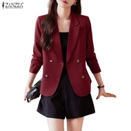 ZANZEA Women's Korean Fashion Collar Long Sleeve Breasted Unlined Blazer