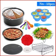 Air Fryer Accessories 7in10 Piece Set Grill Silicone Pad Suitable for Fryer 3.5 QT-6.8L