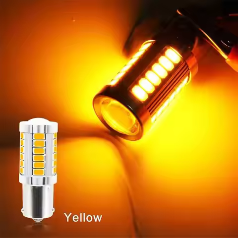2X PY21W Yellow LED 33SMD BAU15S BA15S 1156 CanBus Bright Car Bulb Signal 12V UK