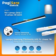 Minimalist LED Hanging Lamp Shade for Cafe, Home, Office, T8 Neon TL Fitting, Replaceable Bulb