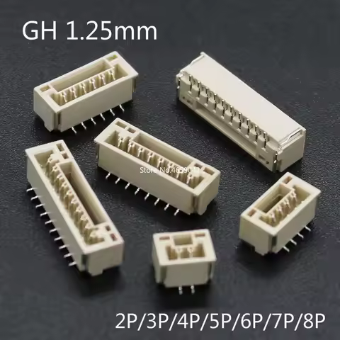 50PCS GH 1.25MM Connector SMT Vertical Type with Buckle JST A1257 2/3/4/5/6/7/8P